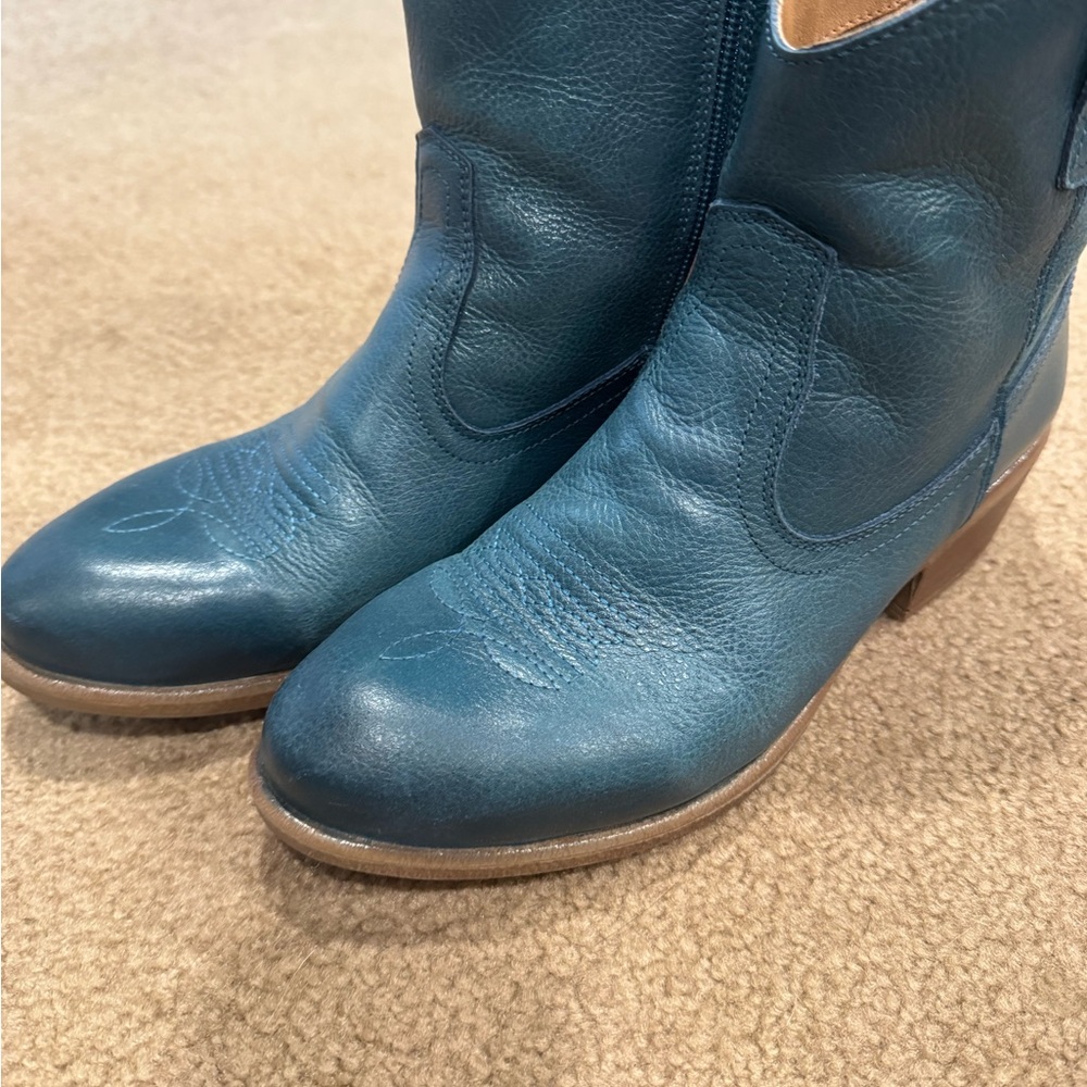 Miz Mooz Blue Leather Ankle Boots - Picture 2 of 5